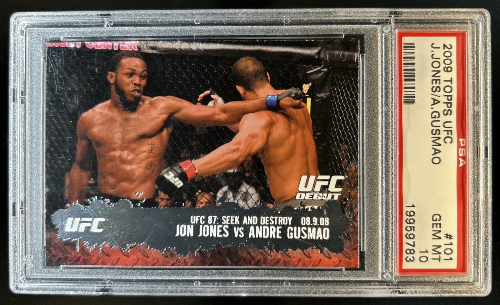 2009 Topps UFC Round 2 Jon Jones Andre Gusmao Rookie RC #101 PSA 10 GEM MINT view 1