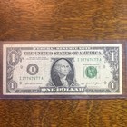 FANCY SERIAL NUMBER 1 DOLLAR BILL,  TRINARY 5 LUCKY 7s  37767677 — photo 7
