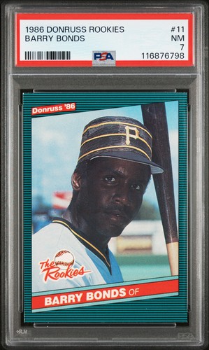 1986 DONRUSS ROOKIES #11 BARRY BONDS ROOKIE RC PSA 7