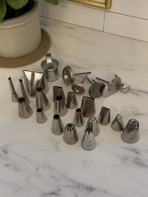  VTG Lot 25 Wilton Ateco Marpol Tips Cake Cookie Icing Decorating Piping Tools  