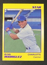 1990 Star Minor League Ivan Rodriguez Rookie Charlotte Rangers Scarce Card. rookie card picture