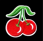 Red /green Cherry Embroidered iron on Patch, 2+1/2 x 2+3/8 inch FREE SHIPPING