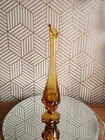 Vintage Fenton Glass 14” Cabbage Rose Amber Swung Vase With Original Sticker