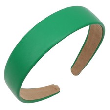 Green Headband 1 Inch PU Leather Headband For Women And Girls Non-Slip Hair