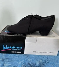 Men Latin Dance Shoes Black Low Heels Ballroom Shoes Tango Salsa Size 7.5 Wide