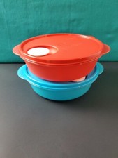 Juego de platos divididos para microondas Tupperware Crystalwave 825 ml/3,25 tazas rojo y azul