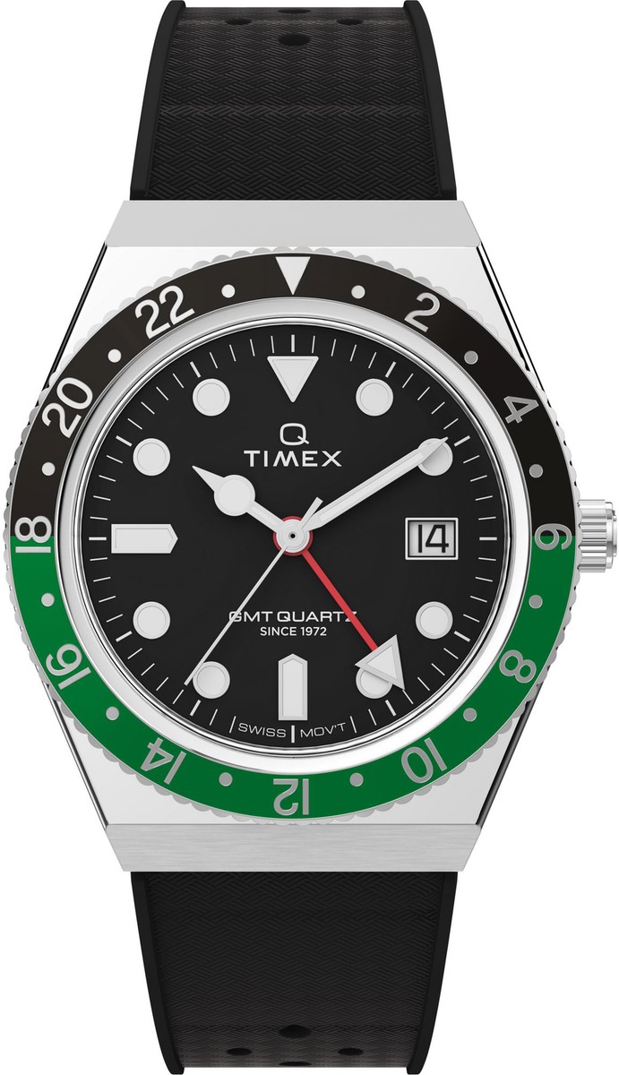 Timex TW2W57500 Q TIMEX GMT 38mm silver green black Men's Watch