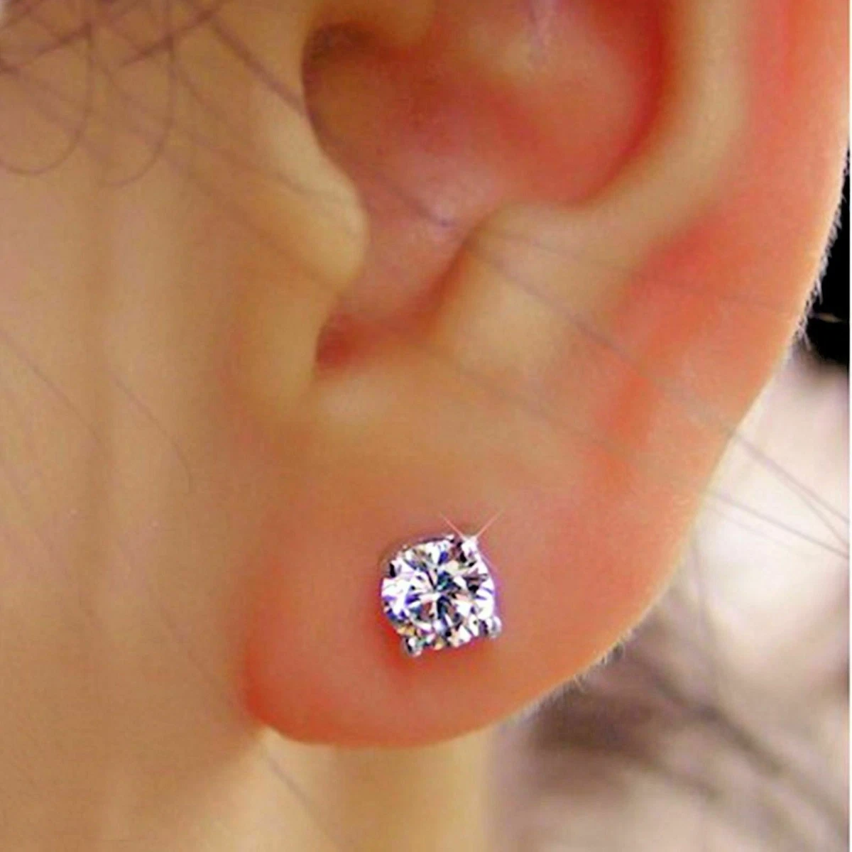 Round 1.00 Ct Real Diamond Earrings Solid 14K Solid White Gold