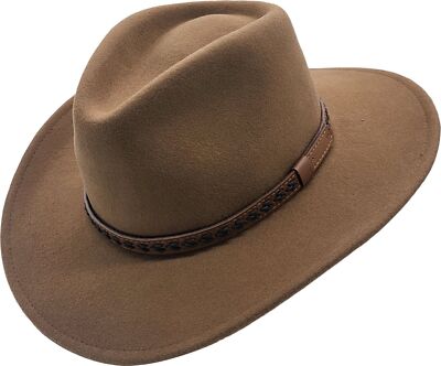 Herren Wollfilz Cowboyhut - klassischer Western Handarbeit Rodeo Hut mit Satinband