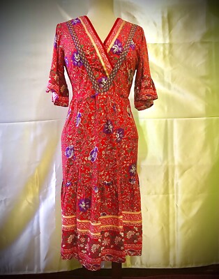 Summer Red Floral Short Flowy Ruffle Sleeve Dress | eBay Summer Red Floral Short Flowy Ruffle Sleeve Dress | eBay