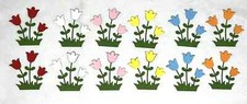12 Tulip Flowers Garden Die Cut Embellishment Scrapbook 1.75" x 1.75"
