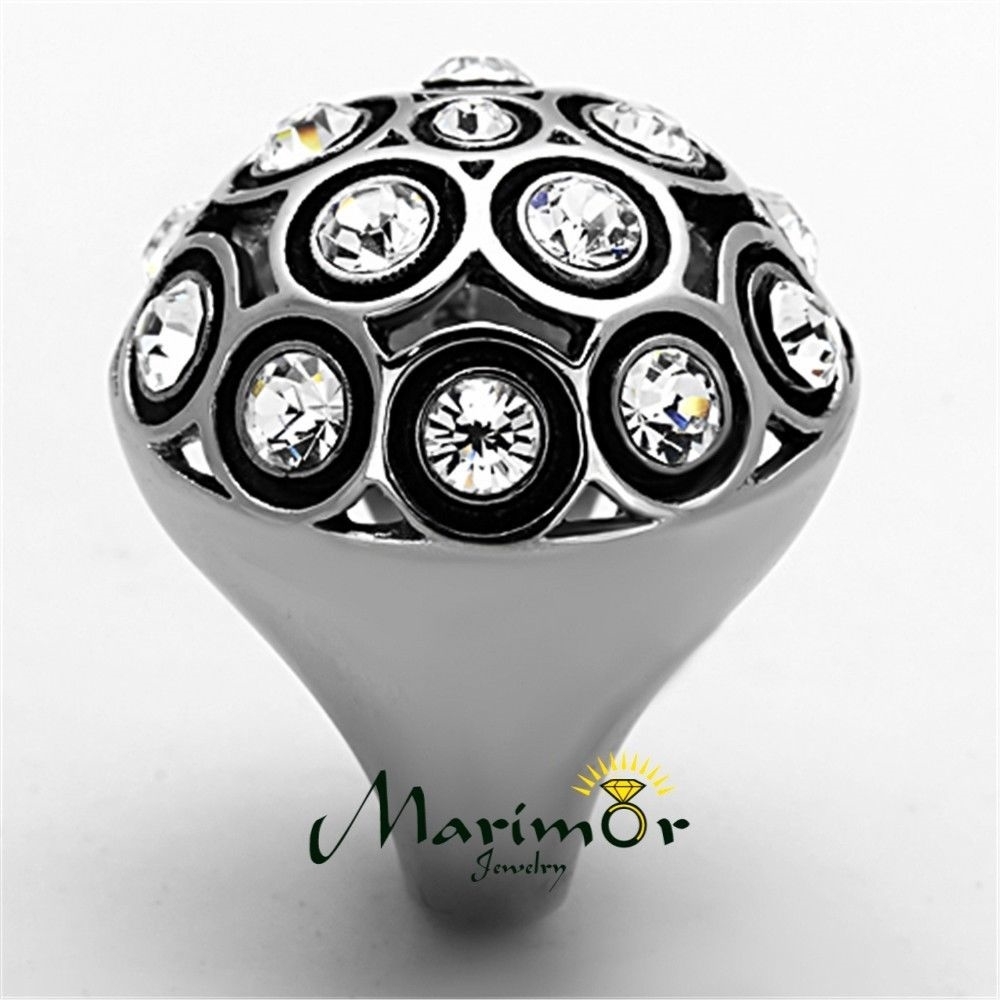 Women's Stainless Steel 3.78 Ct Top Grade Crystal Dome Fashion Ring
