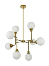 Brass Color Chandelier Glass Shades Modern Sputnik Dining Room Light Fixtures