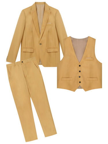 Mens Formal Suits 3-Piece Jacket Vest and Pants Tuxedo Business Suit Worksuit - Picture 3 of 24
