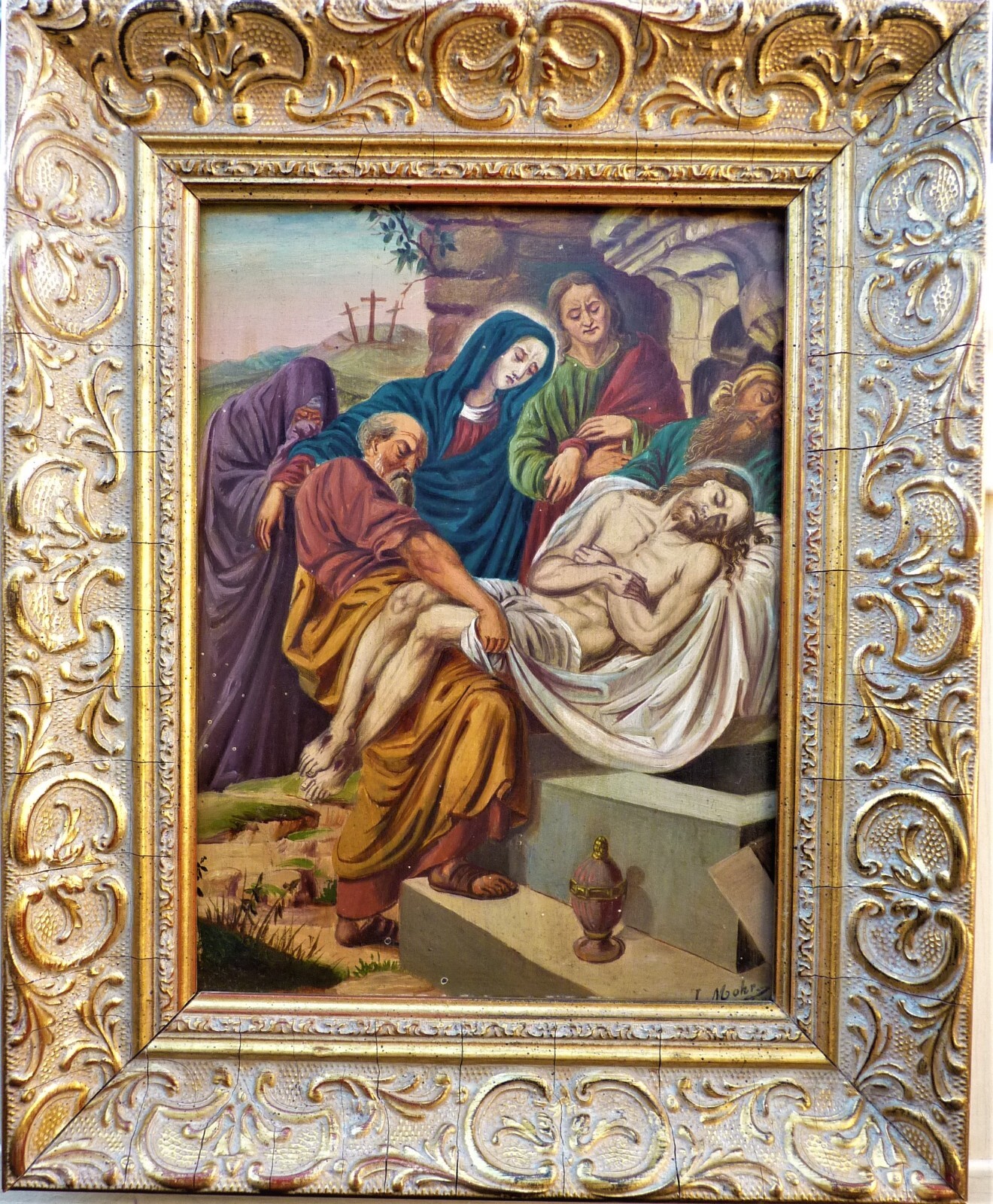 Ölgemälde Christi Kreuzwegstation, Josef MOHR (1809-1888) ☀️☀️☀️☀️☀️