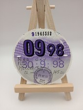 Vintage MERCEDES PLG 1998 Original Stamped Old Road Car Cars Tax Disc Rare Discs