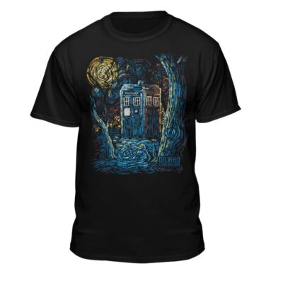 Doctor Who & the Daleks Mens T-Shirt - Van Gough Callbox Picture