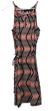 Banana Republic Dress Size Small Black Orange Geometric Sleeveless Cut Out F&B