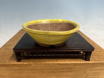 Yellow Glazed Mame Accent Or Shohin Size Bonsai Tree Pot By Bunzan 4 3/8 |  eBay