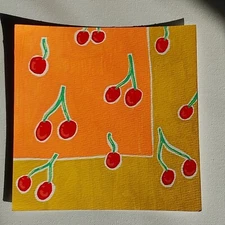 6x6 Inch Acrylic Painting Impressionism Original Art Title Cherry Cherry A1