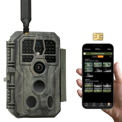 	X50 4G LTE Wildkamera mit SIM-Karte und App 32MP 1296P H.265 Video No Glow N...