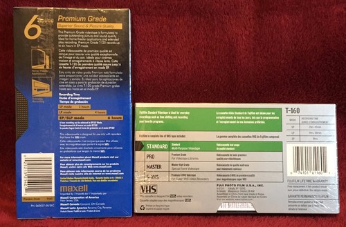 2 videocassette VHS: Fujifilm 8 ore T-160 e Maxell 6 ore Premium T-120 - Foto 2 di 2