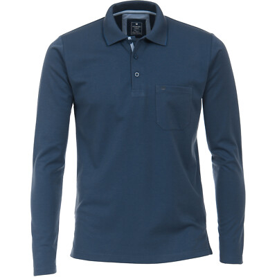 Redmond ''Wash & Wear'' XXL Langarm-Poloshirt denimblau