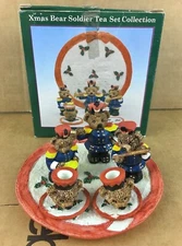 1995 Youngs Inc. Miniature Tea Set Christmas Soldier Bears Marching Band XM14620