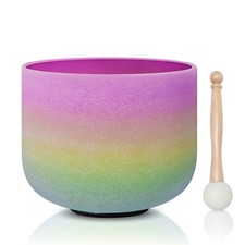 CVNC 440Hz 8"B Crown Rainbow Chakra Crystal Singing Bowl Quartz Sound Bath