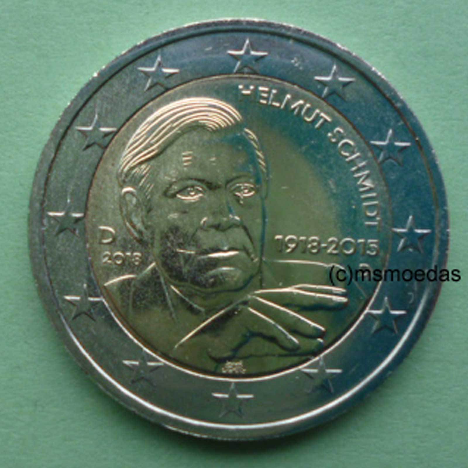 2 Euro 2018 (F) - 100 De Ani De La Nașterea Lui Helmut Schmidt, 2 Euro - Foto 2