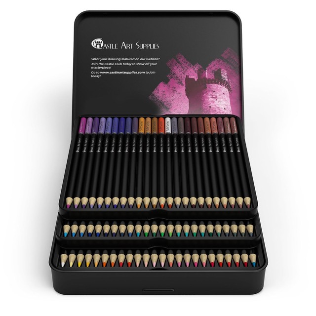 Castle Art Supplies 72 Colored Pencils Set in Display Tin for sale online eBay