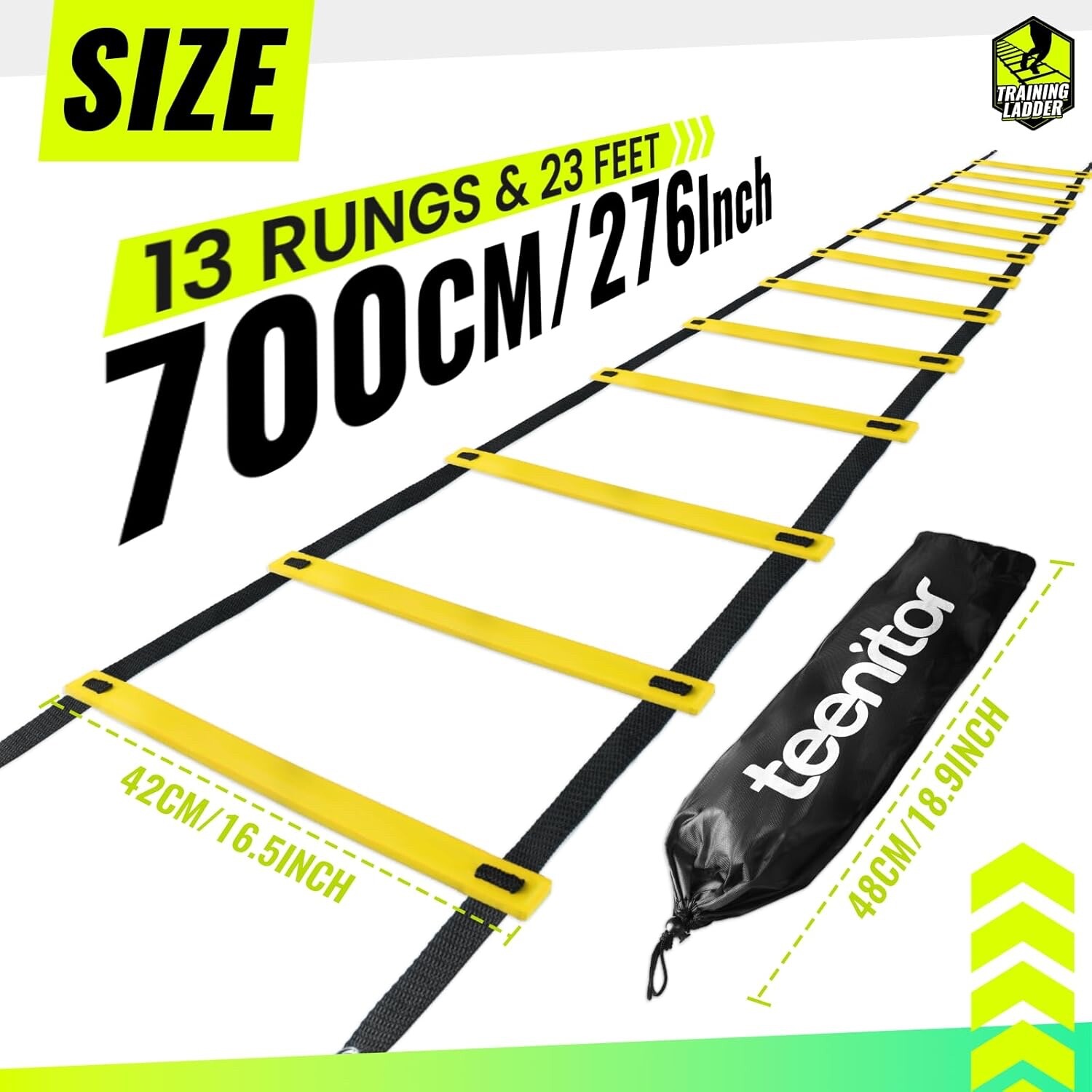Teenitor 13 Rung Agility Ladder Speed Ladder Training Ladder for Soccer ...