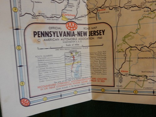 Hoja de ruta AAA de Pennsylvania Nueva Jersey 1960 - 1961 original - Imagen 2 de 4