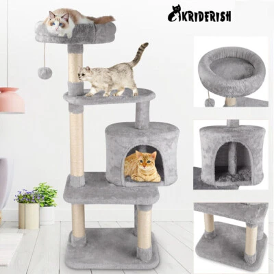 U`KING Kratzbaum 112 cm XL Katzenbaum Katzenkratzbaum Kletterbaum Spielbaum für Katzen