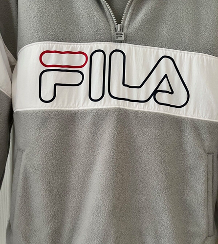 Fila Fleece Pullover Hoodie Small Gray Logo - Picture 2 of 5