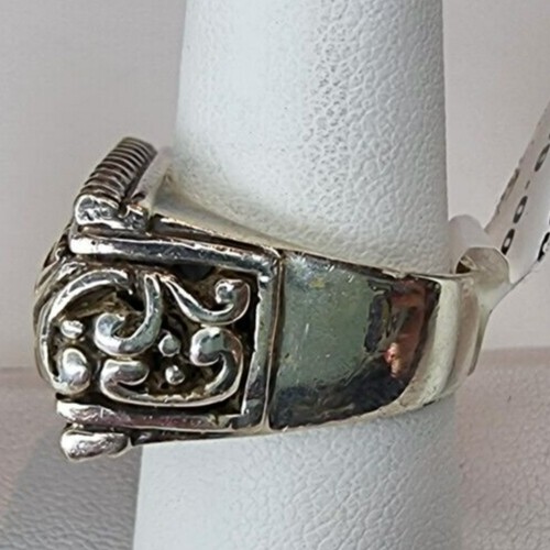 Rectangular Large Ornate 925 Sterling Silver Ring… - image 5