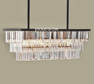 Pottery Barn Gemma Faceted Crystal Rectangular Chandelier Bronze