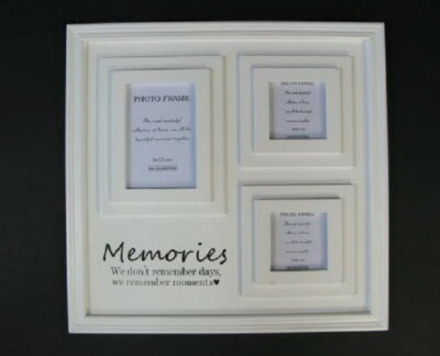 Stilvolle Holz Fotocollage in weiß ''Memories'', für 3 Fotos, zeitloser Blickfang