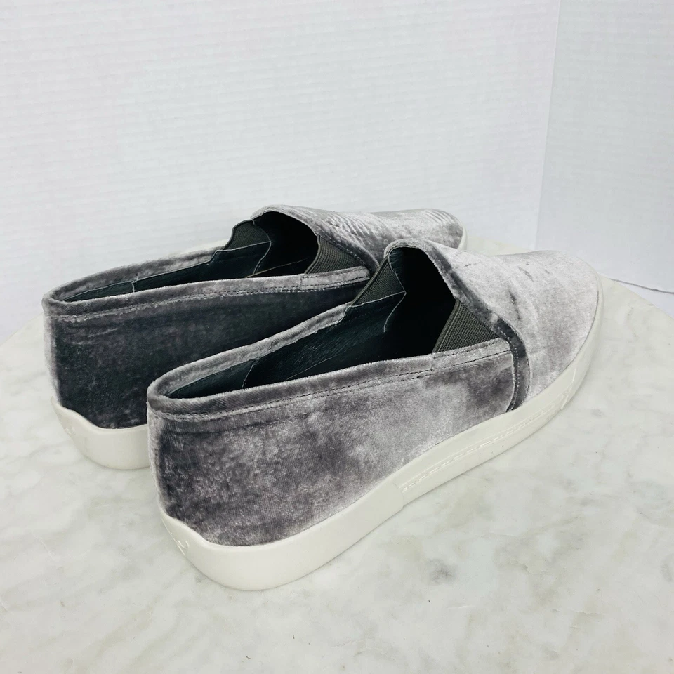 JOIE Womens Huxley Silver Velvet Sneaker Platform Shoes Size 8.5 EU 39.5 - Image 3 of 4