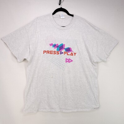 Port & Company Tshirt Press Play Mens Short Sleeve Gray Novelty Tee Shirt 2XL