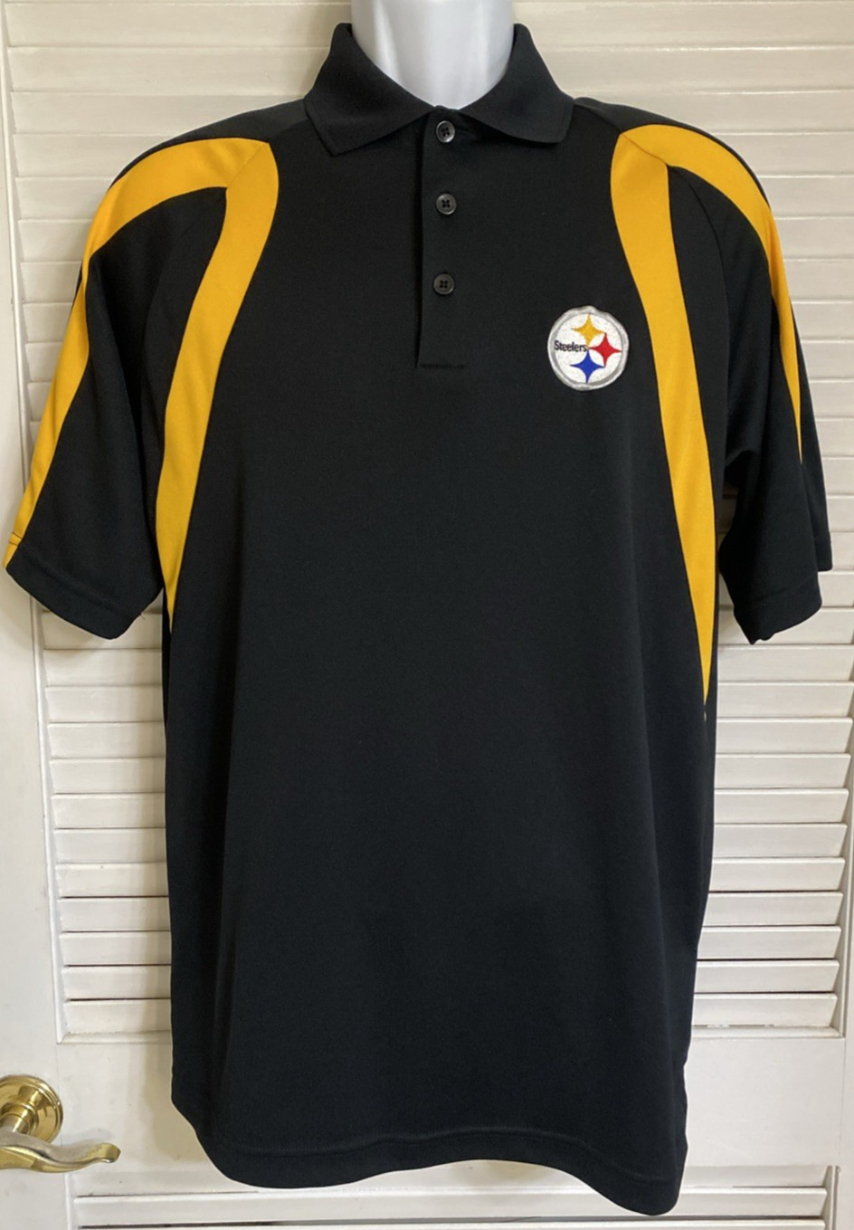 Men's Antigua NFL Pittsburgh Steelers Polo Golf Shirt, Medium, Black