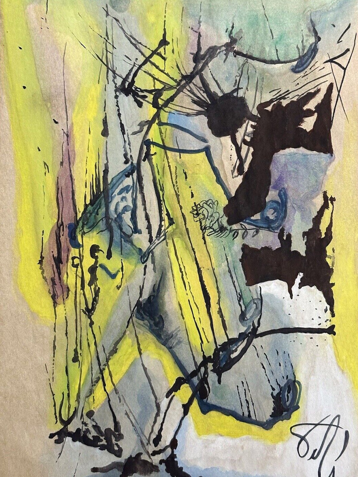 Salvador Dalí COA Art Drawing Painting Vintage Handmade Signed Original Paper