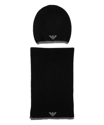 Emporio Armani hat and scarf men 628004CC984100020 Black wool