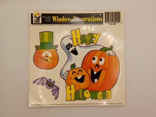 Vintage Color Clings Window Decorations Halloween (Ghost, Black Cat), Lot of 3