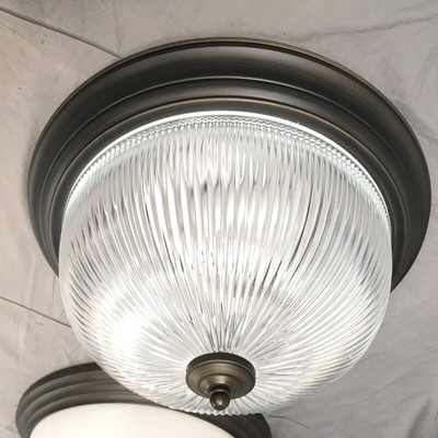 Flush Mount Light Fixture 3 Bulb Oil Rubbed Bronze Bowl 15