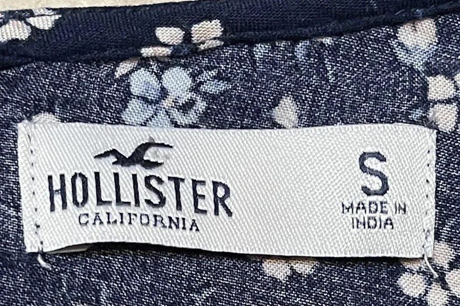 Pantalones Cortos Hollister Floral Corbata Frontal Manga Corta Mameluco Para Mujer Pequeño Azul Marino Foto 2 de 4