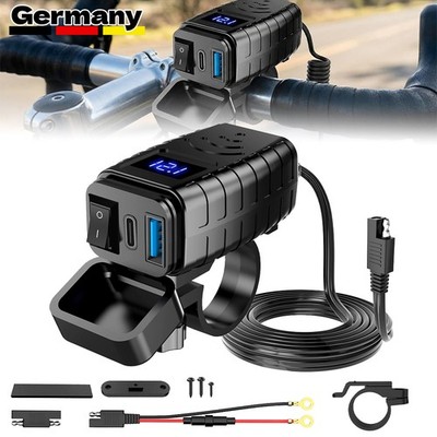 USB C Steckdose 48W 12V Motorrad Ladegerät QC3.0 USB-A und PD Type-C Wasserdicht