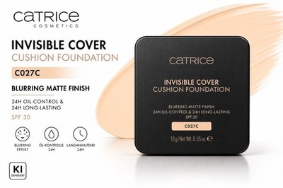 Catrice INVISIBLE COVER CUSHION FOUNDATION MAKE UP Blur Matte Finish C027C 10 g