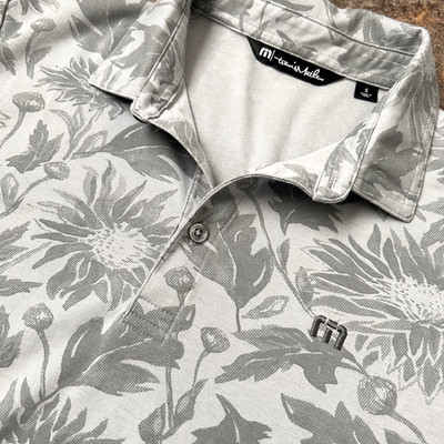 Travis Mathew Golf Polo Mens S Short Sleeve Gray Floral Casual Golf