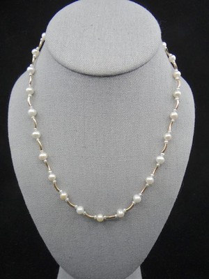 ATEMBERAUBENDE PETER BRAMS 14 KT GOLD elegante Akoya-Perlen-HALSKETTE 17''